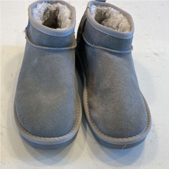 Cushionare Memory Foam Suede Grey Faux Fur Lined Soft Comfy Ankle Booties size 9 - Picture 1 of 5
